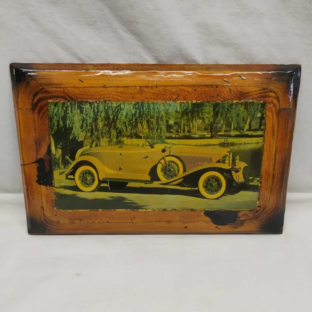 Vtg Pinheiro Crafts 1933 Auburn Custom Speedster Car Wooden Wall Hanging Sign